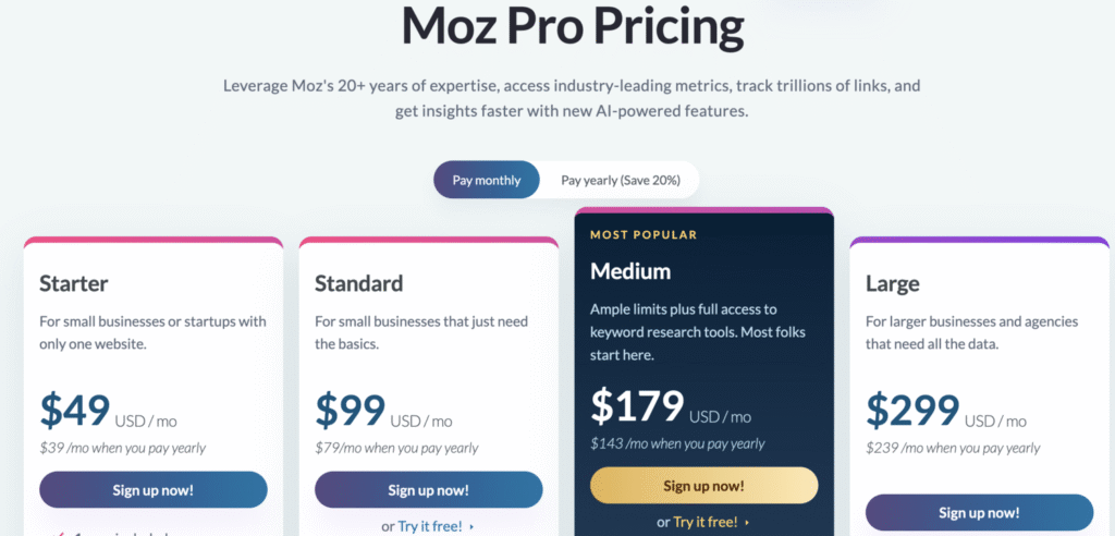 moz pro pricing
