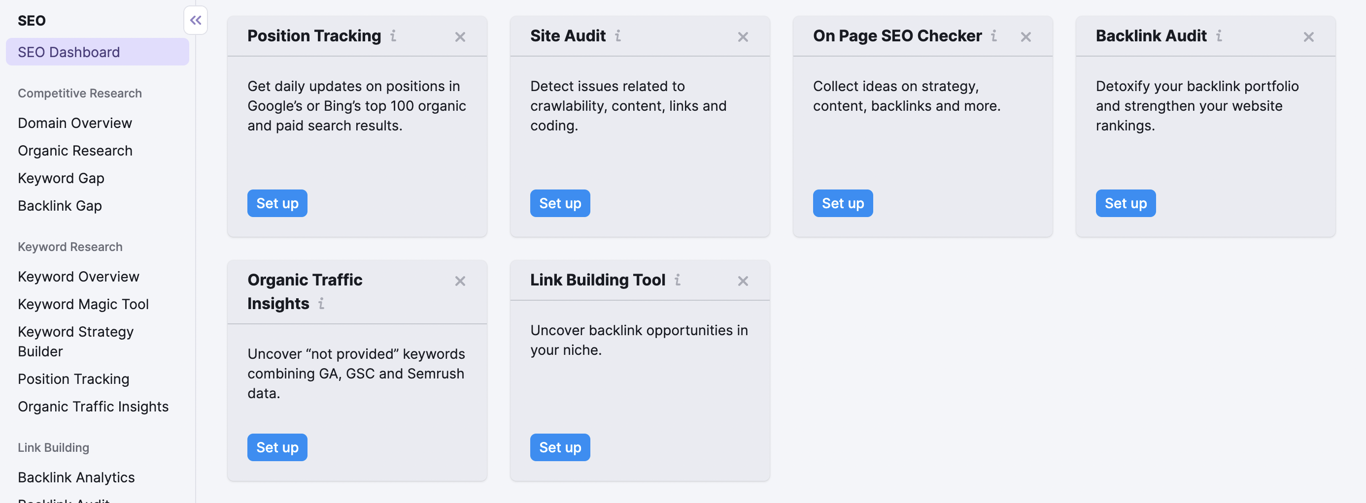 semrush seo dashboard