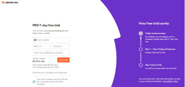 semrush free trial