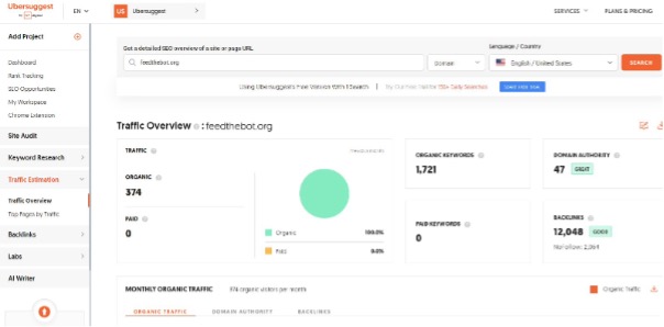 ubersuggest dashboard