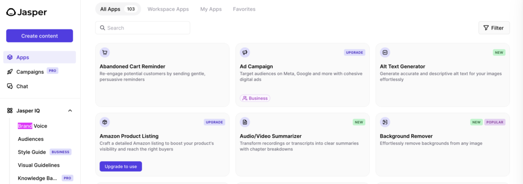 all jasper apps