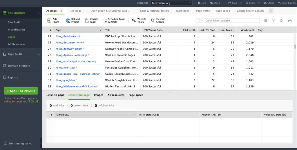 seo powersuite pages report