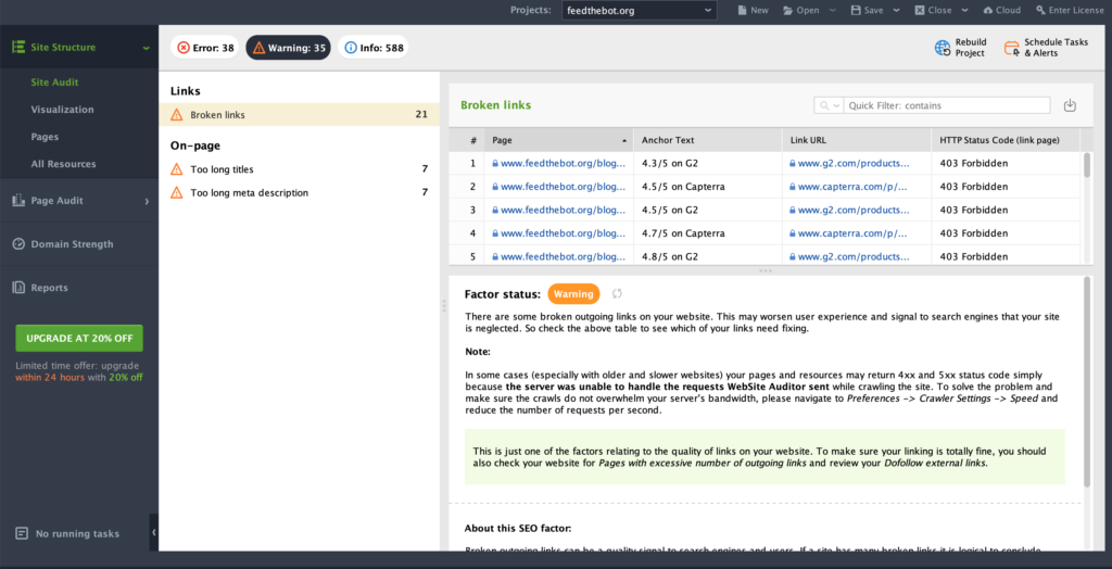 seo powersuite site audit