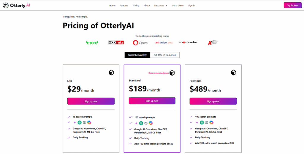 Otterly AI pricing