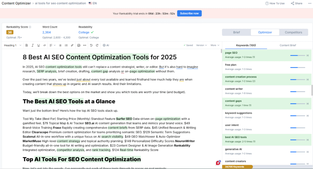 Rankability content optimizer