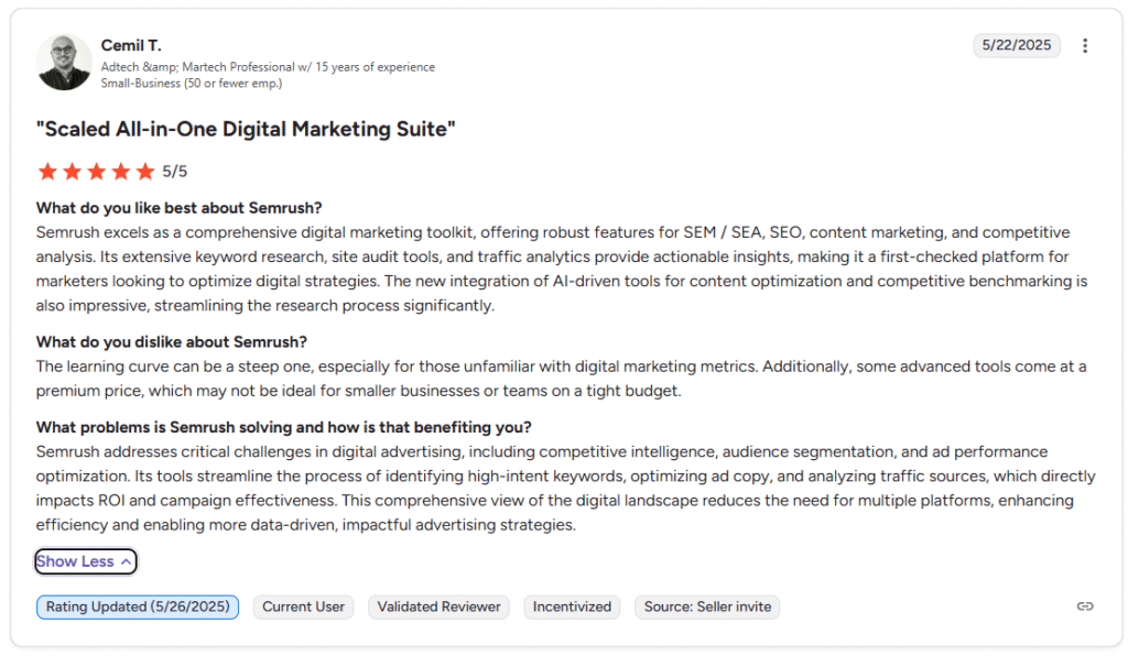 Semrush reviews
