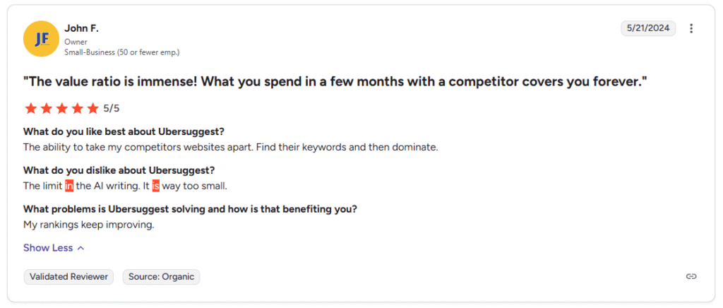 ubersuggest reviews