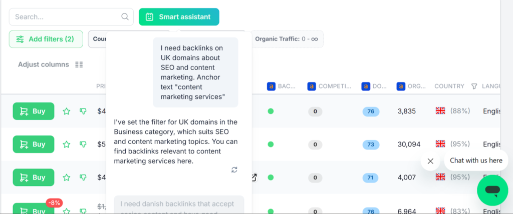 Bazoom dashboard interface